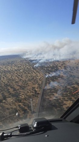 Incendio forestal en Monroy