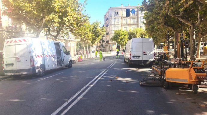Imagen de los trabajos que se están desarrollando hoy en la Glorieta