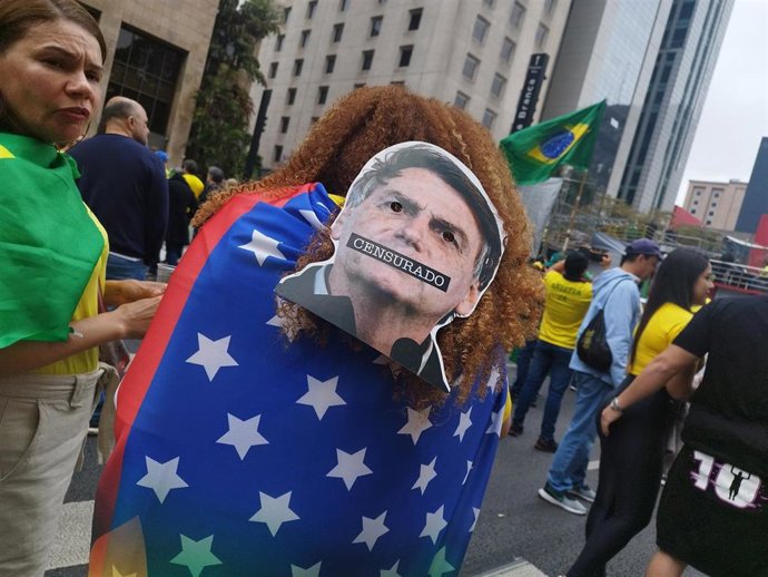 Manifestación en Sao Paulo en apoyo al expresidente Jair Bolsonaro.