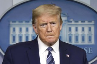 Archivo - April 21, 2020, Washington, District of Columbia, USA: United States President Donald J. Trump reacts as he speaks at the Coronavirus Task Force press briefing at the White House in Washington on April 21, 2020. .Credit: Yuri Gripas / Pool via C