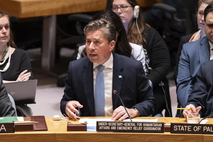 Archivo - El jefe de Asuntos Humanitarios de la ONU, Tom Fletcher, ante el Consejo de Seguridad de Naciones Unidas