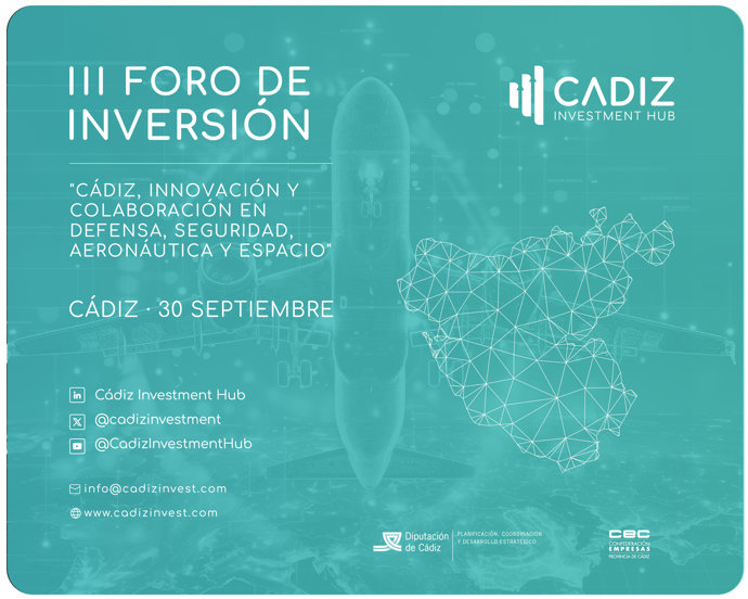 Cartel del III Foro de Inversión de Cádiz Investment Hub.
