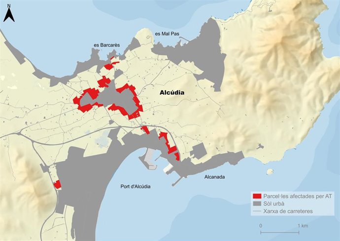 Mapa de Alcúdia con la previsión de crecimiento