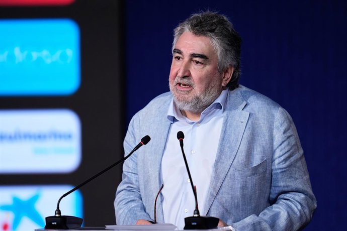 Archivo - José Manuel Rodríguez Uribes, presidente do Conselho Superior de Esportes CSD, assiste à apresentação oficial da Seleção Espanhola de Basquetebol Masculino para o Eurobasket na sede da Endesa em 29 de julho de 2025, em Madri, Espanha.