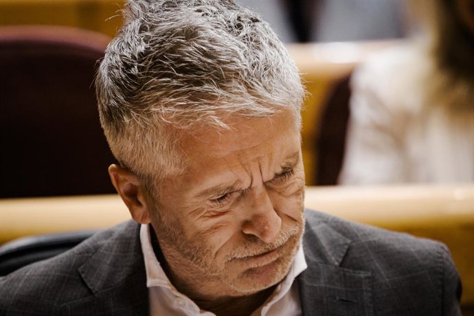 El ministro del Interior, Fernando Grande Marlaska, durante una sesión de control al Gobierno en el Senado, a 16 de septiembre de 2025, en Madrid (España). El Gobierno se enfrenta una semana más a una sesión de control en la que responderá a las preguntas