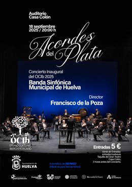 Cartel del concierto 'Acordes de Plata'  de la Banda Sinfónica de Huelva.