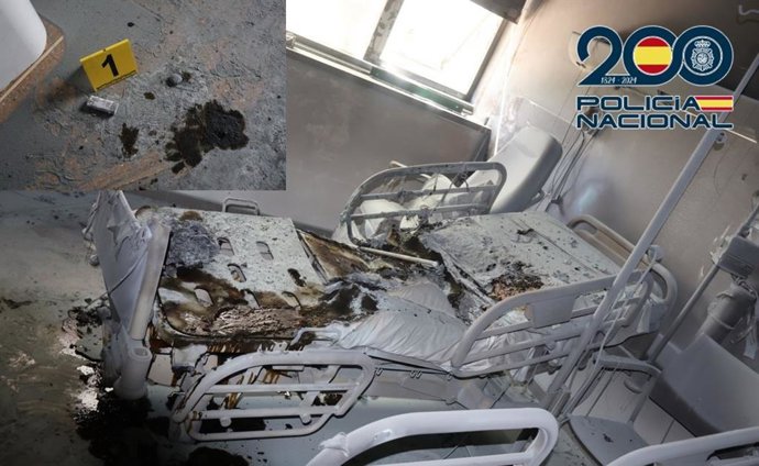 Incendio en el colchón de una habitación de hospital en agosto en Granada