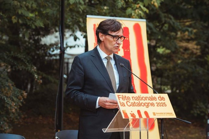 El presidente de la Generalitat, Salvador Illa, en el acto de la delegación del Govern en Francia por la Diada
