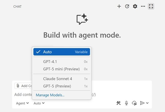Seletor de modelo automático do GitHub Copilot em Visual Studio Code