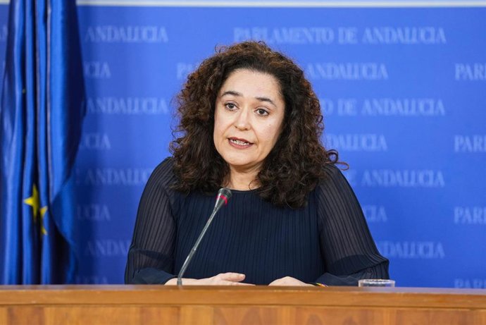 La portavoz del Grupo Por Andalucía, Inma Nieto, este miércoles en rueda de prensa. 