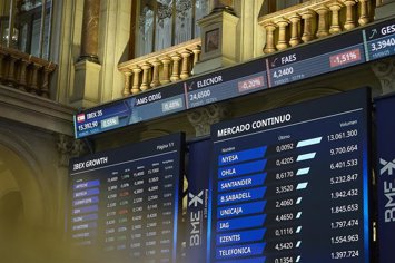 Interior de la Bolsa de Madrid, a 15 de septiembre de 2025, en Madrid (España). 