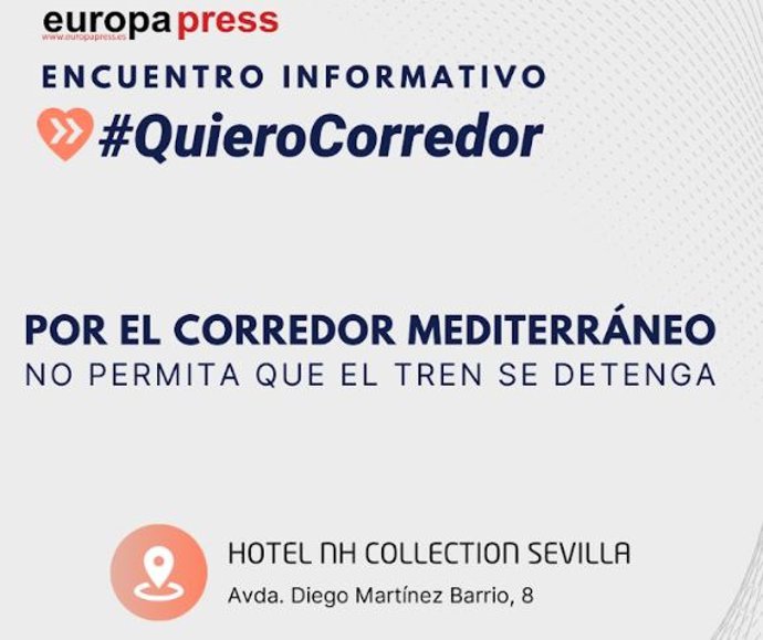 Cartel anunciador del desayuno empresarial del movimiento '#Quiero Corredor' organizado con la colaboración de Europa Press Andalucía este 18 de septiembre en Sevilla