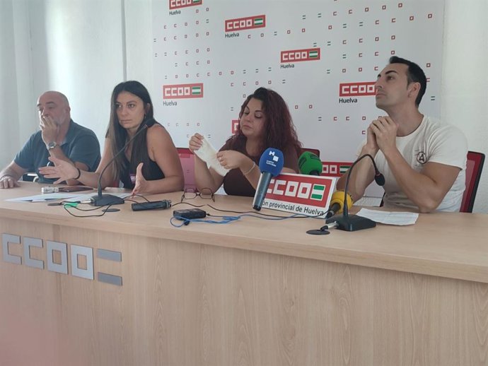Rueda de prensa de CCOO Huelva este miércoles.