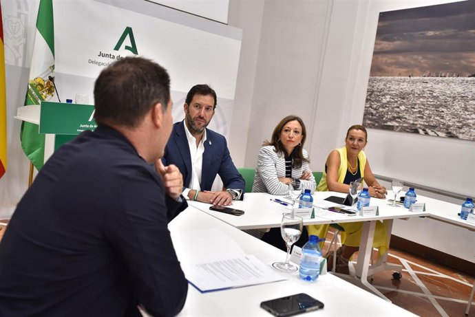 La delegada del Gobierno de la Junta de Andalucía en Málaga, Patricia Navarro, en una reunión con miembros de la junta directiva de la Asociación de Constructores y Promotores de Málaga para abordar la Ley de Vivienda andaluza.