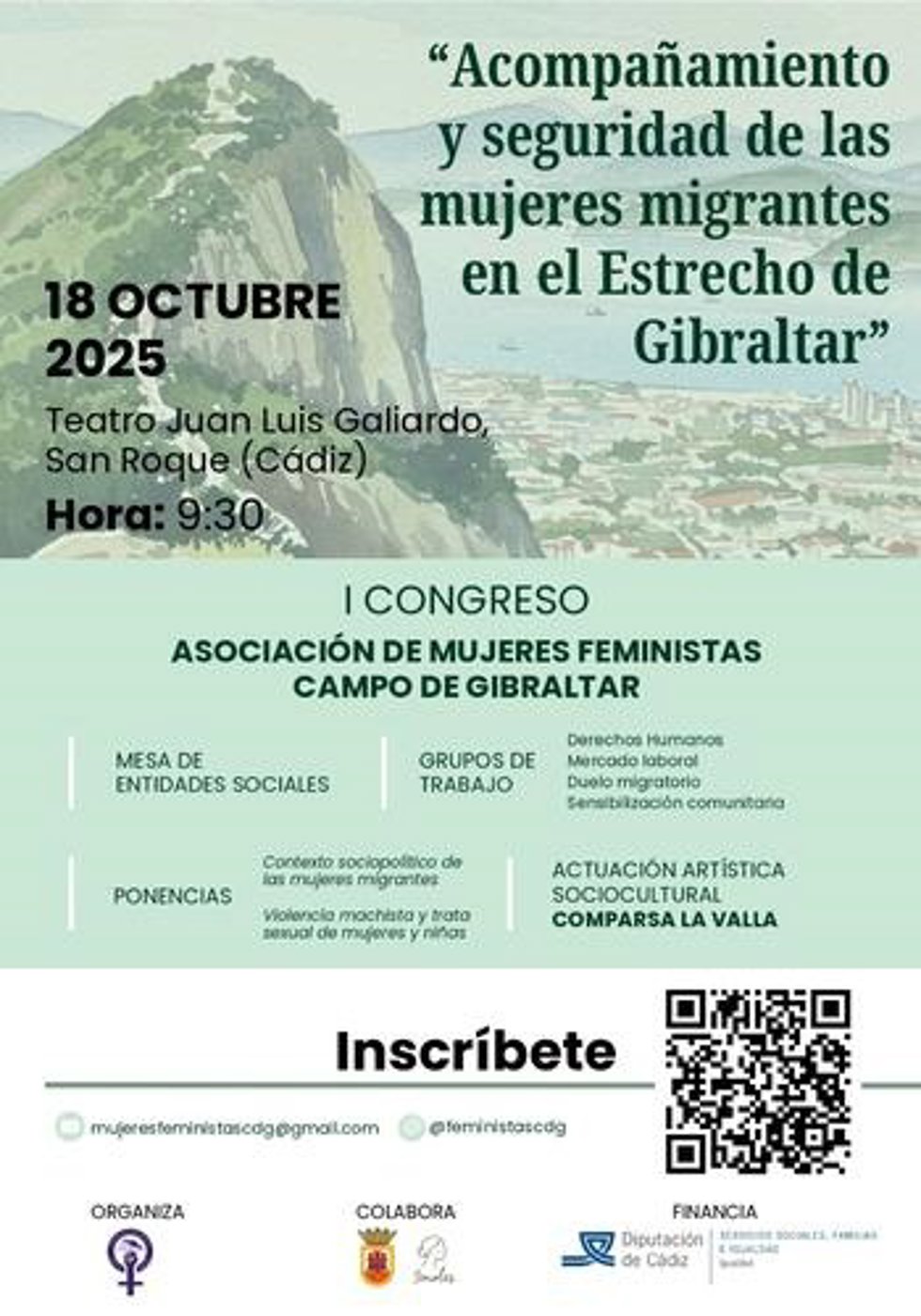 Cartel del I Congreso de la Asociación de Mujeres Feministas del Campod e Gibraltar.