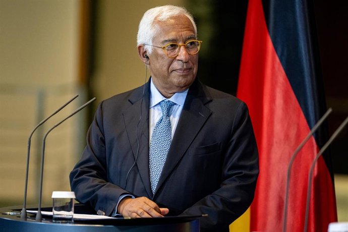 10 September 2025, Berlin: European Council President Antonio Costa takes part in a press conference with German Chancellor Friedrich Merz. Photo: Fabian Sommer/dpa