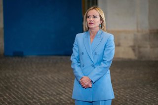 September 15, 2025, Rome, Italy: Italian Prime Minister Giorgia Meloni arrives to receive the President of the European Council, Antonio Costa at Palazzo Chigi in Rome.