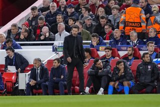 Diego Simeone, head coach of Atletico de Madrid looks on during the UEFA Champions League 2025/26 League Phase MD1 match between Liverpool FC and Atletico de Madrid at Anfield on September 17, 2025, in Liverpool, England.