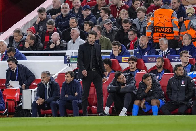 Diego Simeone, head coach of Atletico de Madrid looks on during the UEFA Champions League 2025/26 League Phase MD1 match between Liverpool FC and Atletico de Madrid at Anfield on September 17, 2025, in Liverpool, England.