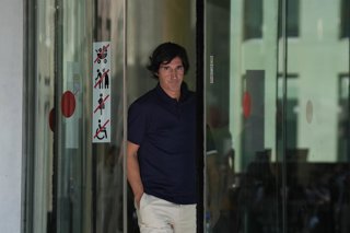 Javier Enríquez Romero, el hijo de José María Enríquez Negreira, el día que declaran como investigados los expresidentes del FC Barcelona Sandro Rosell y Josep Maria Bartomeu, ante la instructora del 'caso Negreira', en Ciutat de la Justicia, a 18 de sept