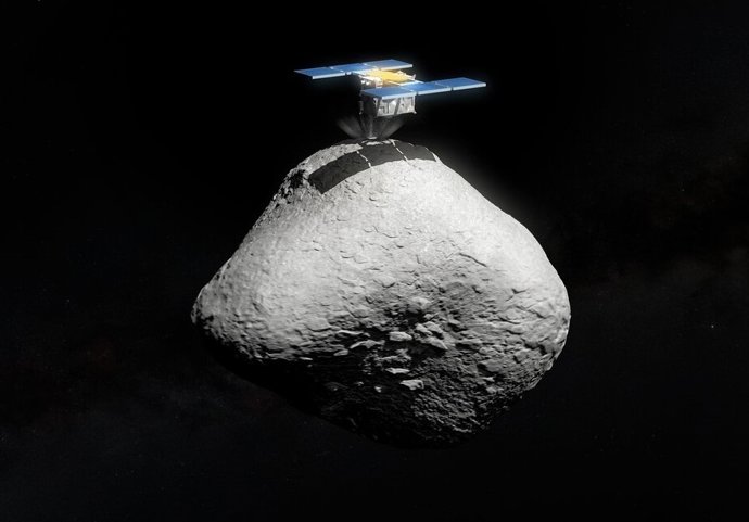 Impresión artística del aterrizaje de  Hayabusa 2 en el asteroide 1998 KY26