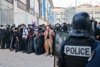 September 18, 2025, Marseille, Provence-Alpes-Cote D'azur, France: Demonstration on 18 September 2025 in Marseille in front of La Joliette and the harbour terraces.