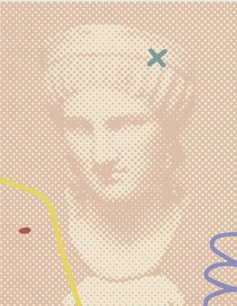 A drawing of a woman with a cross on her head, Sito Mújica