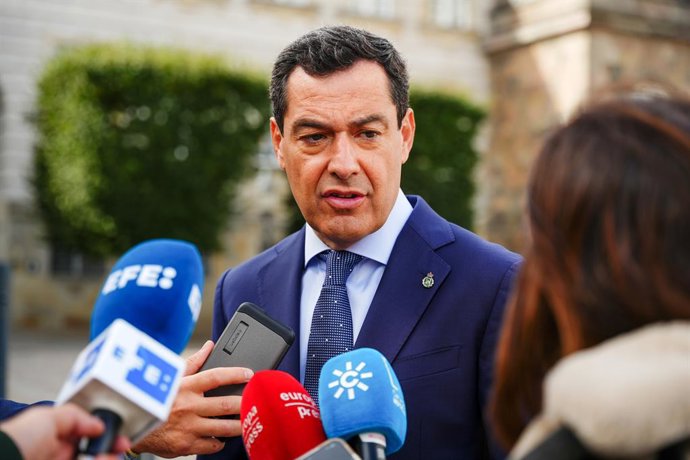 El presidente de la Junta de Andalucía, Juanma Moreno, este jueves en Copenhage (Dinamarca)