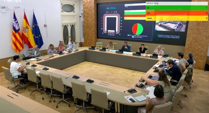 Momento de una de las votaciones en la Comisión de Turismo, Cultura, Deportes, Trabajo, Función Pública y Diálogo Social del Parlament.