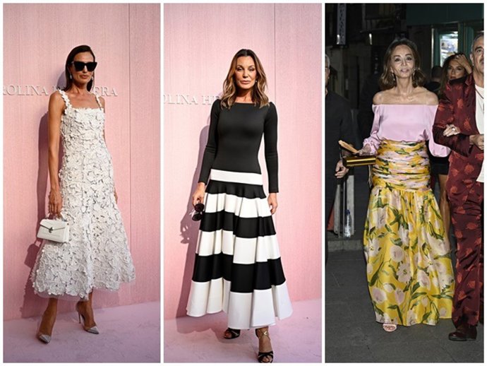 Nieves Álvarez, Mar Flores e Isabel Preysler, entre las asistentes al desfile de Carolina Herrera en la Plaza Mayor de Madrid