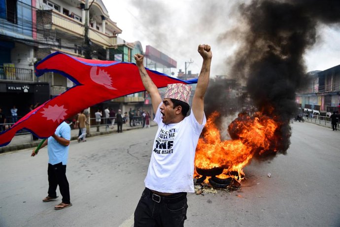 Imagen de archivo de las protestas en Nepal.