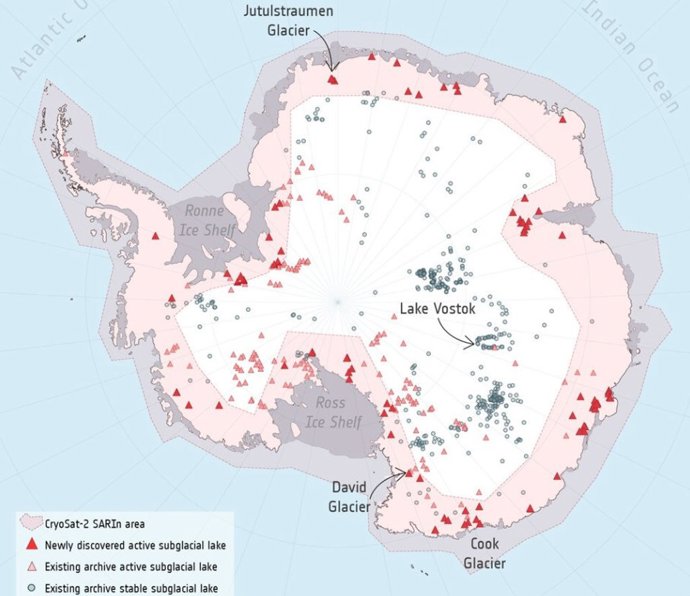 Inventario de lagos subglaciales en la Antártida