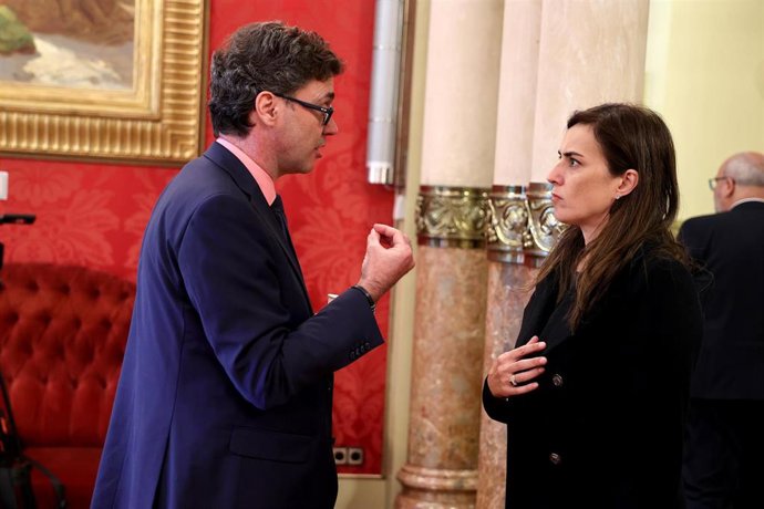 Archivo - El vicepresidente y conseller de Economía, Hacienda e Innovación del Govern balear, Antoni Costa y la exdiputada de Vox Idoia Ribas.