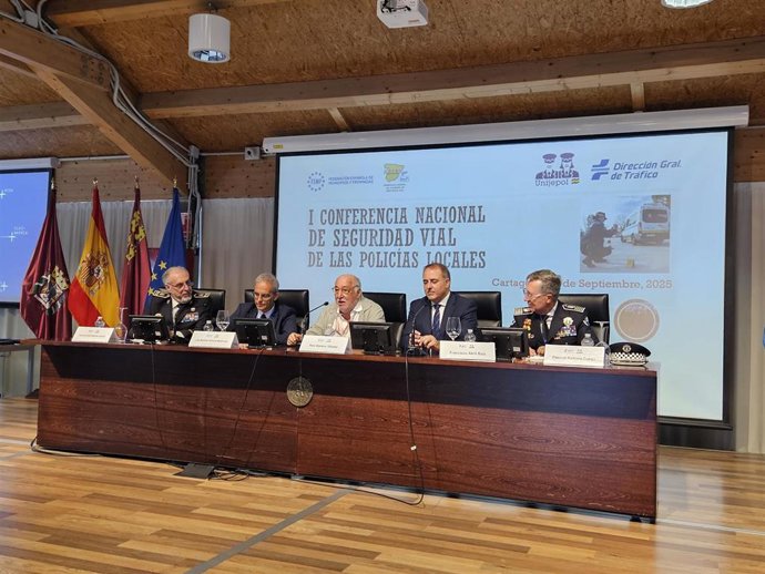 I Conferencia Nacional sobre Seguridad Vial de las Policías Locales, que está teniendo lugar en la Universidad Politécnica de Cartagena (Murcia)