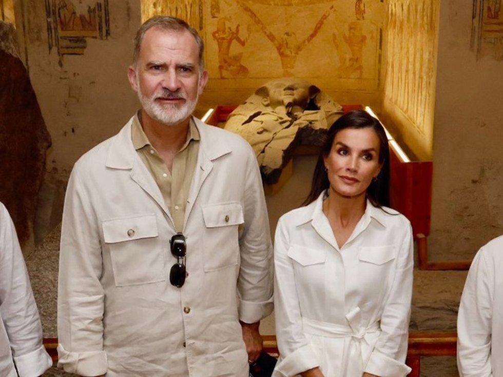 Los Reyes, durante su visita al Valle de los Reyes