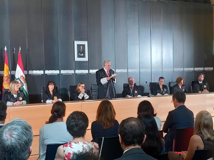 El presidente del Tribunal Superior de Justicia de La Rioja (TSJR), Javier Marca, durante su discurso en la Apertura del Año Judicial 2025-2026