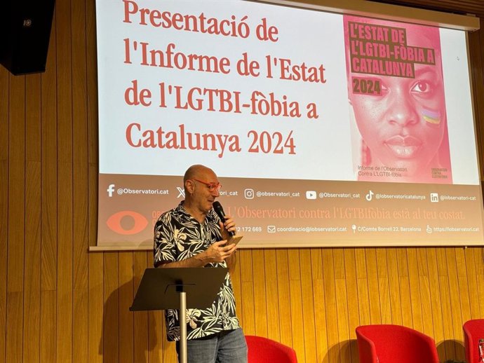 El presidente del Observatori contra la LGTBIfòbia, Eugeni Rodríguez, durante la presentación de este viernes