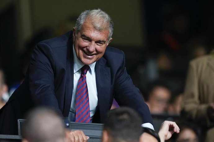 Joan Laporta, President of FC Barcelona, is seen during the Spanish League, LaLiga EA Sports, football match played between Rayo Vallecano and FC Barcelona at Estadio de Vallecas on August 31, 2025, in Madrid, Spain.