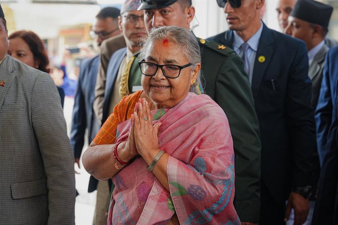 September 14, 2025, Kathamandu, Bagmati, Nepal: Newly appointed Prime Minister Sushila Karki formally assumes office at Singha Durbar on Sunday. Appointed following the Gen Z-led protests, Karki heads the interim government tasked primarily with conductin