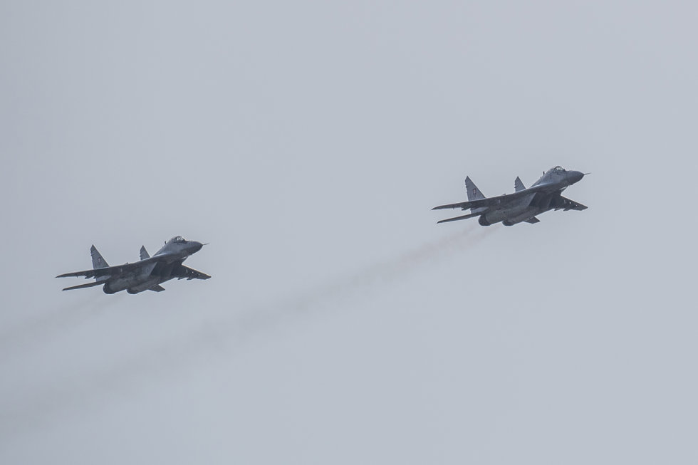 27 August 2022, Slovakia, Kuchyua: Airfield MIG 29 fighters 