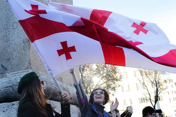 Archivo - December 1,  2024, Rome, Italy: Rally of the Georgian community of Rome against Putin and against the occupation of Russia and the state of Georgia.