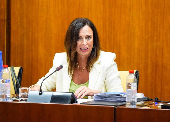 La consejera de Fomento, Articulación del Territorio y Vivienda, Rocío Díaz, durante la comisión parlamentaria.