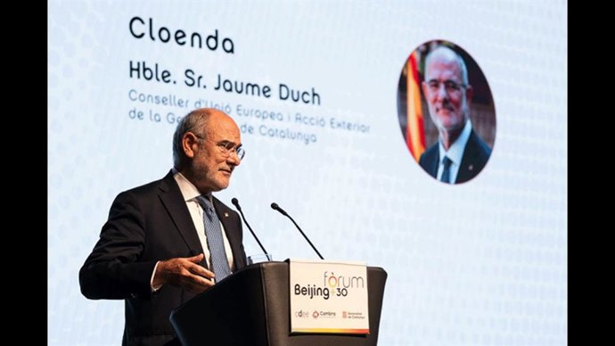 El conseller de Unión Europea y Acción Exterior de la Generalitat, Jaume Duch, en la clausura del Fòrum Beijing+30.