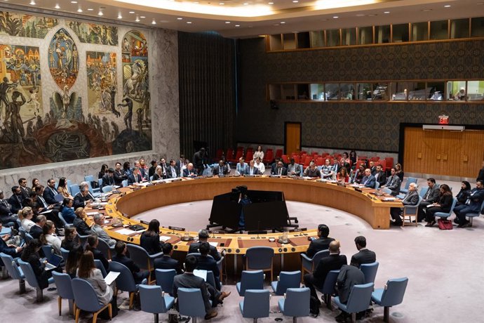 September 18, 2025, New York, New York, United States: Security Council meeting on the situation in the Middle East as members prepare to vote on Palestinian-Israeli conflict draft resolution at UN Headquarters in New York, NY on September 18, 2025. 14 me