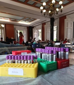 Archivo - Macrocolecta de sangre en la Casa Colón de Huelva en una imagen de archivo.