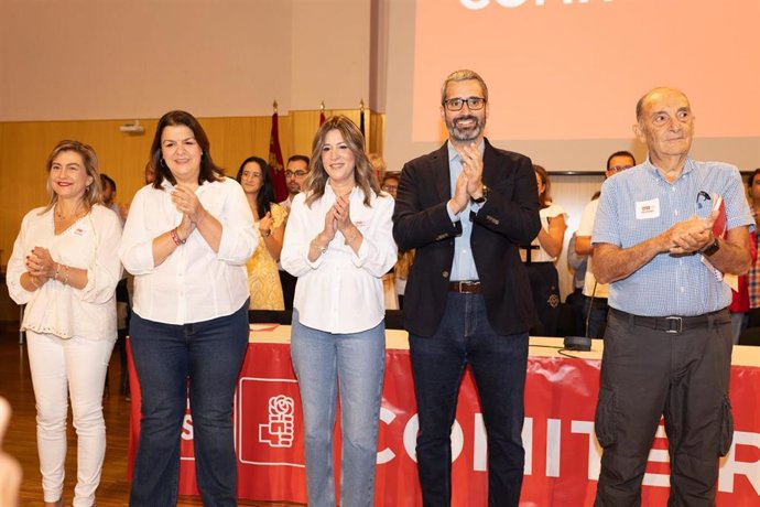 Francisco Lucas en su primer Comité Regional como lider de los socialistas murcianos