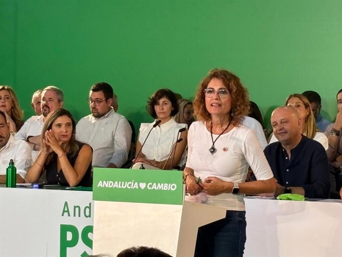 La secretaria general del PSOE-A, María Jesús Montero, este sábado en la reunión del Comité Director.