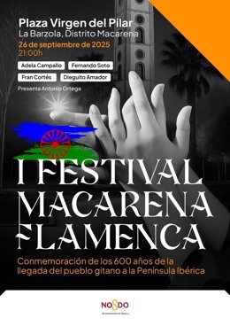 Imagen del cartel del  I Festival Macarena Flamenca en conmemoración de los 600 años de la llegada del pueblo gitano.