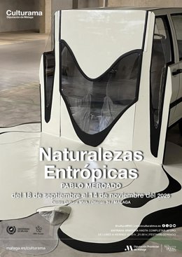 Cartel de la exposición 'Naturalezas Entrópicas' del artista Pablo Mercado.