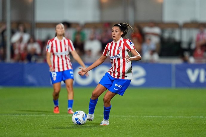 Fiamma Benitez of Atletico de Madrid in action during the Spanish Women League, Liga F, football match played between Atletico de Madrid and Real Madrid at Centro Deportivo Alcala de Henares on September 5, 2025 in Madrid, Spain.